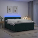 Box Spring Seng med Madras og LED Mørkegrøn 140 x 190 cm Velour