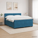 Box Spring Seng med Madras og LED Blå 140 x 190 cm Velour