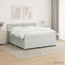 Box Spring Seng med Madras og LED Lysegrå 160 x 200 cm Velour