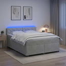 Box Spring Seng med Madras og LED Lysegrå 160 x 200 cm Velour