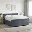 Box Spring Seng med Madras og LED Mørkegrå 140 x 200 cm Velour