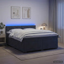 Box Spring Seng med Madras og LED Mørkegrå 140 x 200 cm Velour
