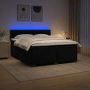 Box Spring Seng med Madras og LED Sort 140 x 190 cm Velour