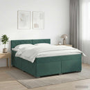 Box Spring Seng med Madras og LED Mørkegrøn 140 x 190 cm Velour