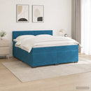 Box Spring Seng med Madras og LED Blå 180 x 200 cm Velour