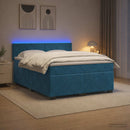 Box Spring Seng med Madras og LED Blå 180 x 200 cm Velour