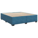 Box Spring Seng med Madras og LED Blå 180 x 200 cm Velour