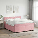 Box Spring Seng med Madras og LED Lyserød 140 x 200 cm Velour