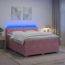Box Spring Seng med Madras og LED Lyserød 140 x 190 cm Velour