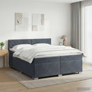 Box Spring Seng med Madras og LED Mørkegrå 200 x 200 cm Velour