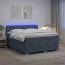 Box Spring Seng med Madras og LED Mørkegrå 200 x 200 cm Velour