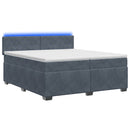 Box Spring Seng med Madras og LED Mørkegrå 200 x 200 cm Velour
