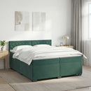 Box Spring Seng med Madras og LED Mørkegrøn 200 x 200 cm Velour