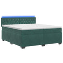 Box Spring Seng med Madras og LED Mørkegrøn 200 x 200 cm Velour