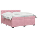 Box Spring Seng med Madras og LED Lyserød 200 x 200 cm Velour