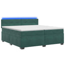 Box Spring Seng med Madras og LED Mørkegrøn 200 x 200 cm Velour