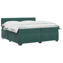 Box Spring Seng med Madras og LED Mørkegrøn 200 x 200 cm Velour