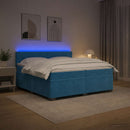 Box Spring Seng med Madras og LED Blå 200 x 200 cm Velour