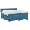 Box Spring Seng med Madras og LED Blå 200 x 200 cm Velour