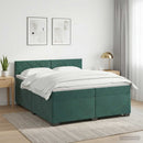 Box Spring Seng med Madras og LED Mørkegrøn 200 x 200 cm Velour