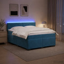 Box Spring Seng med Madras og LED Blå 200 x 200 cm Velour