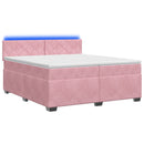 Box Spring Seng med Madras og LED Lyserød 200 x 200 cm Velour