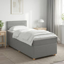 Box Spring Seng med Madras og LED Lysegrå 90 x 190 cm Stof