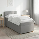 Box Spring Seng med Madras og LED Lysegrå 90 x 190 cm Stof