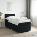 Boxmadras med topmadras med hovedgærde Sort 80 x 200 cm Stof