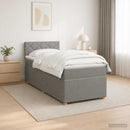 Box Spring Seng med Madras og LED Lysegrå 90 x 190 cm Stof