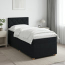 Boxmadras med topmadras med hovedgærde Sort 100 x 200 cm Stof