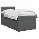 Boxmadras med topmadras Mørkegrå 90 x 190 cm Stof