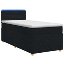 Boxmadras med topmadras med hovedgærde Sort 90 x 190 cm Stof