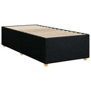 Boxmadras med topmadras med hovedgærde Sort 90 x 190 cm Stof
