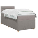 Boxmadras med topmadras med hovedgærde Gråbrun 90 x 190 cm Stof