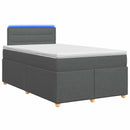 Boxmadras med topmadras Mørkegrå 120 x 190 cm Stof