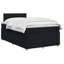 Boxmadras med topmadras med hovedgærde Sort 120 x 190 cm Stof