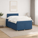 Boxmadras med topmadras med hovedgærde Blå 120 x 190 cm Stof