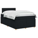 Boxmadras med topmadras med hovedgærde Sort 120 x 190 cm Stof