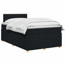 Boxmadras med topmadras med hovedgærde Sort 120 x 190 cm Stof