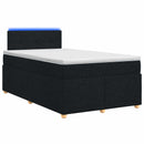Boxmadras med topmadras med hovedgærde Sort 120 x 200 cm Stof