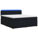 Boxmadras med topmadras med hovedgærde Sort 140 x 190 cm Stof