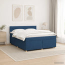 Boxmadras med topmadras med hovedgærde Blå 140 x 190 cm Stof