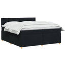 Boxmadras med topmadras med hovedgærde Sort 200 x 200 cm Stof