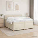 Boxmadras med topmadras Cremefarvet 200 x 200 cm Stof