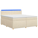 Boxmadras med topmadras Cremefarvet 200 x 200 cm Stof
