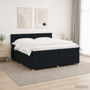 Boxmadras med topmadras med hovedgærde Sort 200 x 200 cm Stof