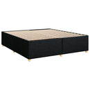 Boxmadras med topmadras med hovedgærde Sort 200 x 200 cm Stof