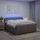 Boxmadras med topmadras Gråbrun 200 x 200 cm Stof