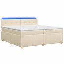 Boxmadras med topmadras Cremefarvet 200 x 200 cm Stof